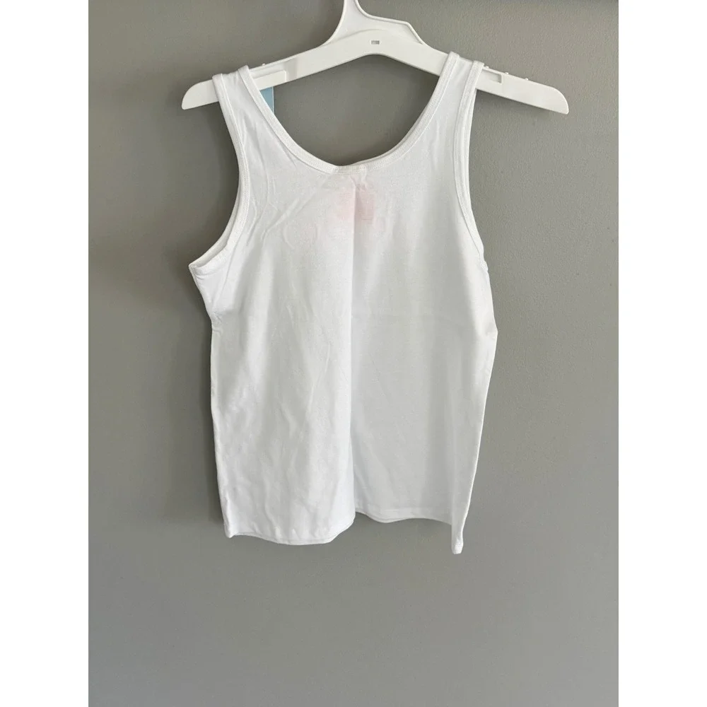 Cat & Jack Girls Tank Top L 10/12 White Neon Pink Peace Heart Smiley‎ NWT
